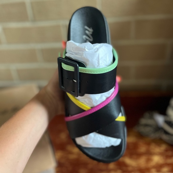 Matisse Black Sandals with Colorful Straps - Picture 2 of 4